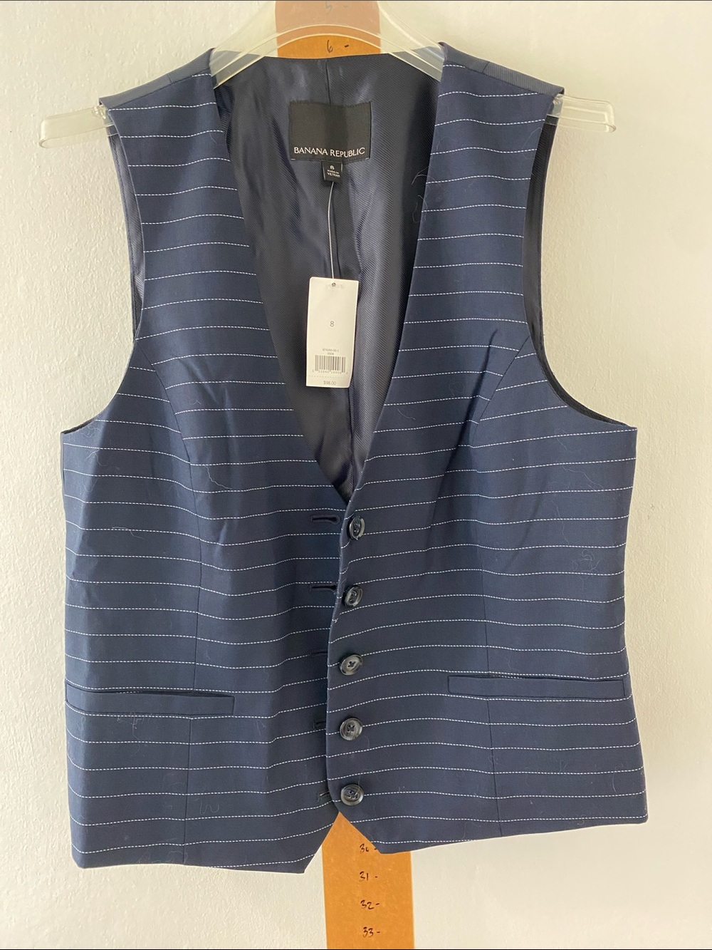 Banana Republic Women's Navy Pinstripe Waistcoat Vest